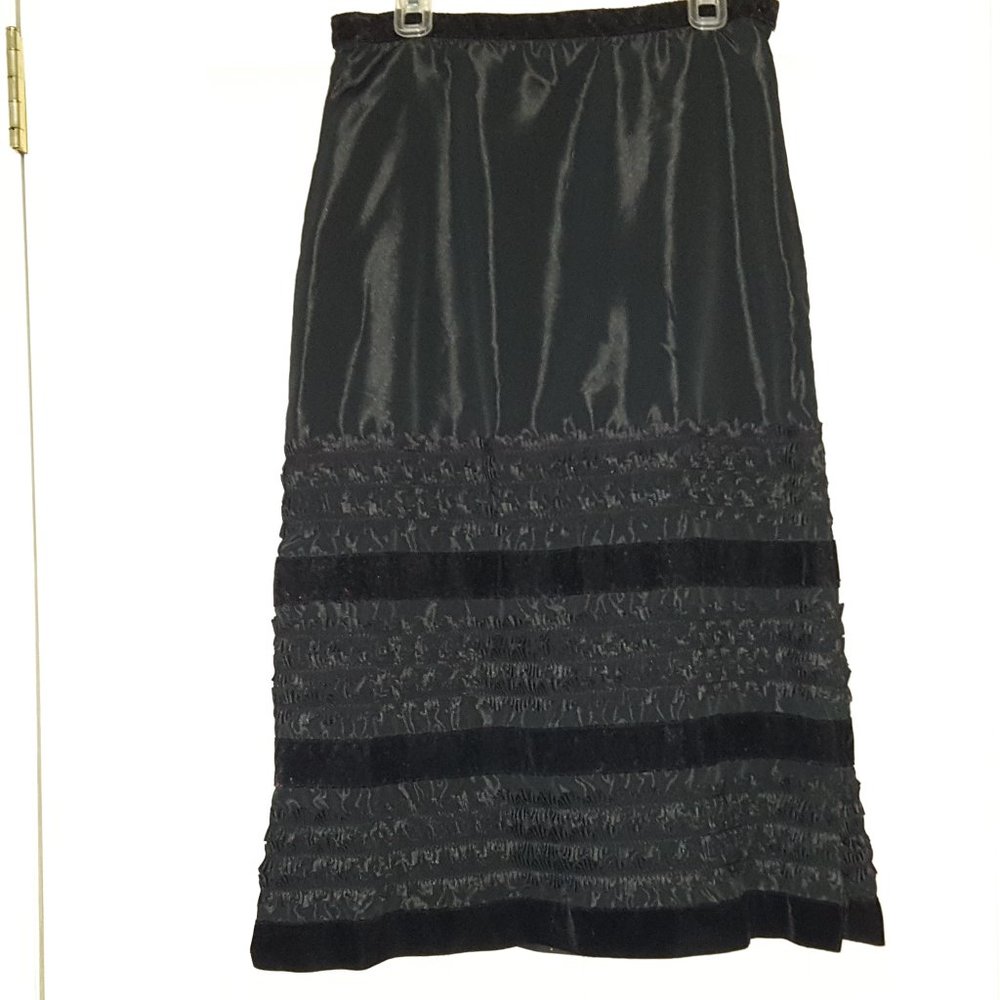 Dressy Straight Skirt with Velvet & Ruffles